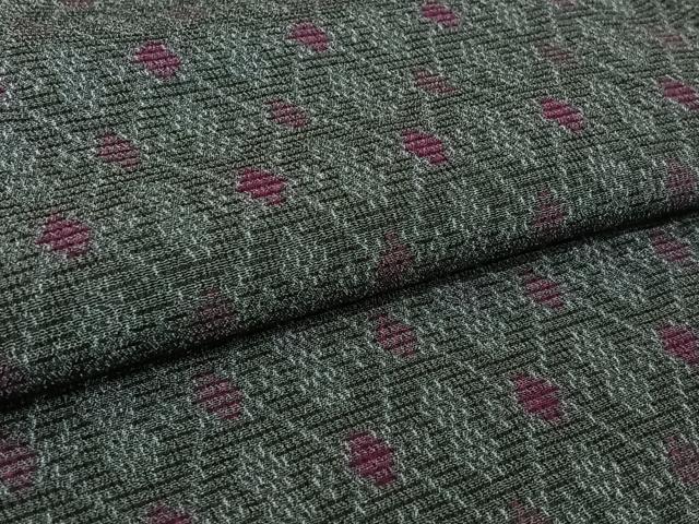 平和屋着物▽お召　単衣　幾何学文様　正絹　逸品　AABL3952jh
