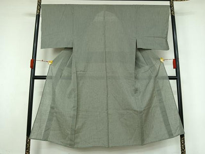 平和屋着物＊夏物　男性　紗紬　縞　正絹　逸品　AABL3953jh