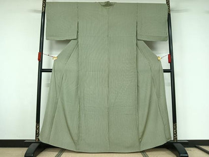 平和屋着物▽上質な小紋　単衣　縞　正絹　逸品　未使用　AABL3954jh