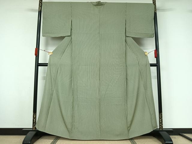 平和屋着物▽上質な小紋　単衣　縞　正絹　逸品　未使用　AABL3954jh