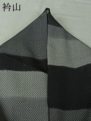 平和屋着物▽お召　単衣　横段文　正絹　逸品　AABL3955jh