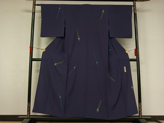 平和屋着物▽世界的人形師　辻村寿三郎　ジュサブロー　小紋　単衣　簪　正絹　逸品　AABL3959jh