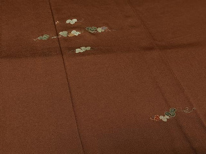 平和屋着物▽訪問着　単衣　駒刺繍　花唐草文　金糸　鬼しぼ縮緬　正絹　逸品　AABL3961jh