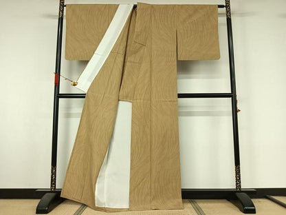 平和屋着物▽結城紬　単衣　80亀甲　流水文　正絹　逸品　AABL3962jh