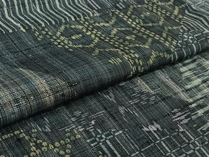 平和屋着物▽上質な紬　単衣　切嵌亀甲文　正絹　逸品　AABL3964jh