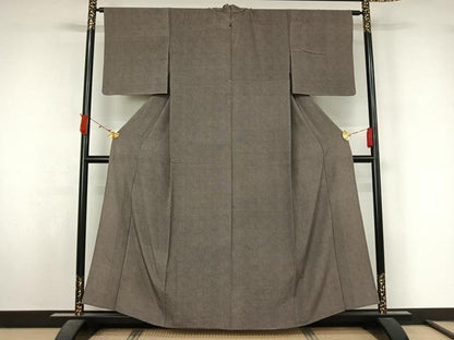 平和屋着物▽江戸小紋　単衣　市松文様　正絹　逸品　AABL3969jh