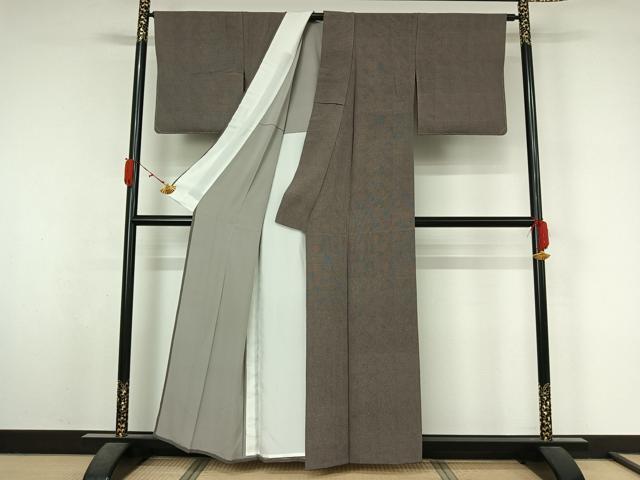 平和屋着物▽江戸小紋　単衣　市松文様　正絹　逸品　AABL3969jh