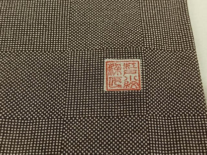 平和屋着物▽江戸小紋　単衣　市松文様　正絹　逸品　AABL3969jh