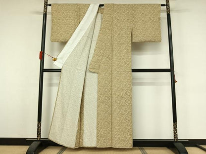 平和屋着物▽上質な小紋　単衣　風景花文　正絹　逸品　AABL3971jh