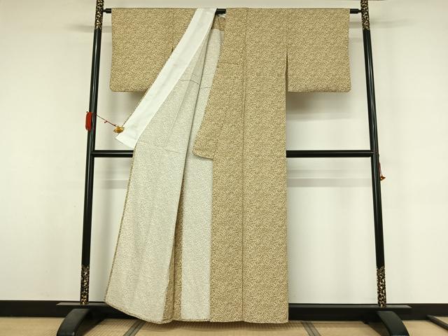 平和屋着物▽上質な小紋　単衣　風景花文　正絹　逸品　AABL3971jh