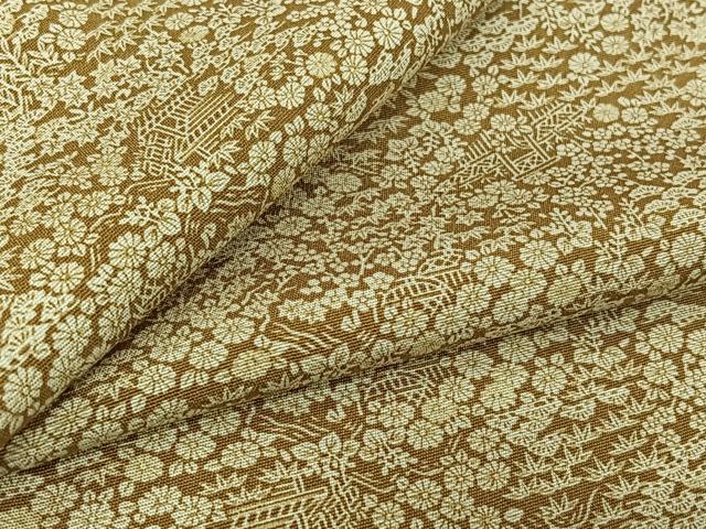 平和屋着物▽上質な小紋　単衣　風景花文　正絹　逸品　AABL3971jh