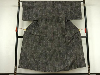平和屋着物▽上質な紬　単衣　蔦草文　正絹　逸品　AABL3977jh