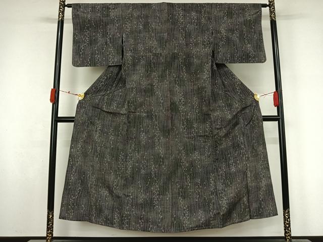 平和屋着物▽上質な紬　単衣　蔦草文　正絹　逸品　AABL3977jh