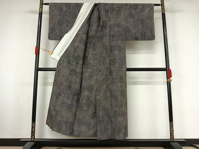 平和屋着物▽上質な紬　単衣　蔦草文　正絹　逸品　AABL3977jh