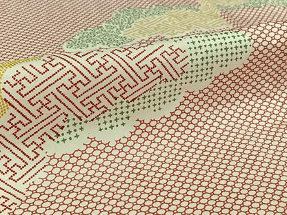 平和屋着物▽本場染大島紬　単衣　雲重ね紗綾形文　正絹　逸品　AABL3979jh