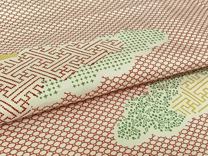 平和屋着物▽本場染大島紬　単衣　雲重ね紗綾形文　正絹　逸品　AABL3979jh