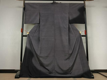 平和屋着物▽藤倉守正　本塩沢　訪問着　単衣　やまだ織　霞文　暈し染め　ロング丈　正絹　逸品　AABL3980jh