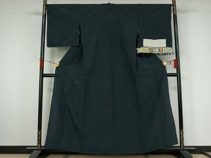 平和屋着物▽本塩沢　単衣　十字絣　宮田織物工場謹製　証紙付き　正絹　逸品　未使用　AABL3982jh