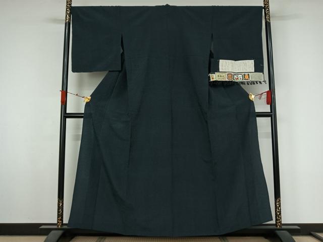 平和屋着物▽本塩沢　単衣　十字絣　宮田織物工場謹製　証紙付き　正絹　逸品　未使用　AABL3982jh