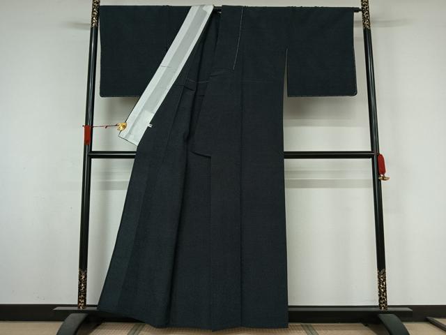 平和屋着物▽本塩沢　単衣　十字絣　宮田織物工場謹製　証紙付き　正絹　逸品　未使用　AABL3982jh