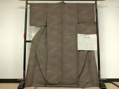 平和屋着物▽江戸小紋　単衣　伝統工芸伊勢型写　寄せ小紋柄　丹後ちりめん　反端付き　正絹　逸品　未使用　AABL3983jh