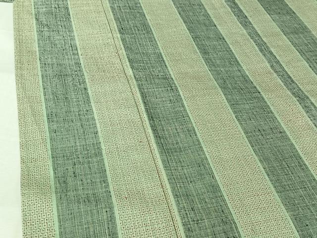 平和屋着物▽結城紬　単衣　80亀甲　縞　正絹　逸品　AABL3987jh