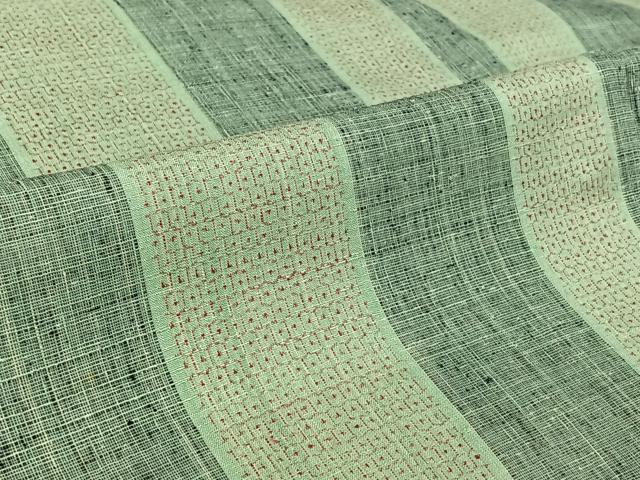 平和屋着物▽結城紬　単衣　80亀甲　縞　正絹　逸品　AABL3987jh