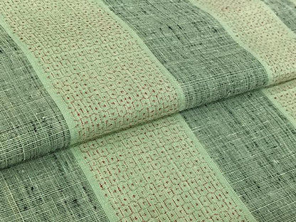 平和屋着物▽結城紬　単衣　80亀甲　縞　正絹　逸品　AABL3987jh