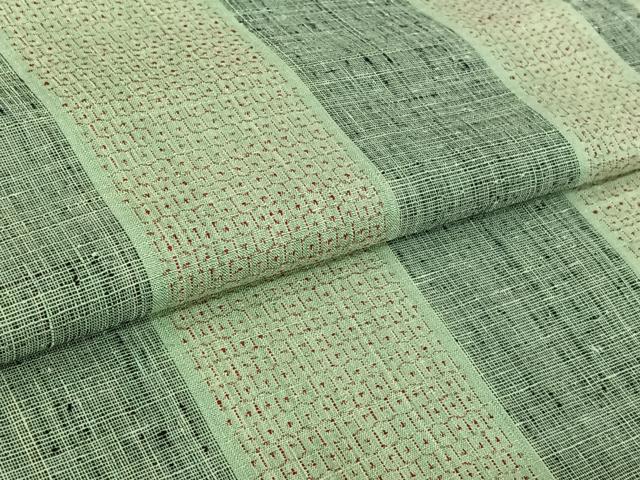 平和屋着物▽結城紬　単衣　80亀甲　縞　正絹　逸品　AABL3987jh