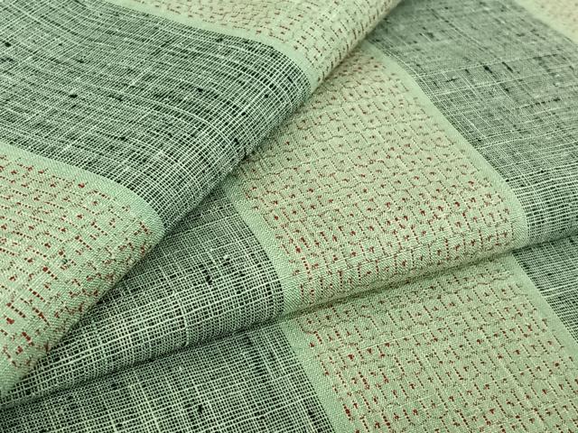 平和屋着物▽結城紬　単衣　80亀甲　縞　正絹　逸品　AABL3987jh