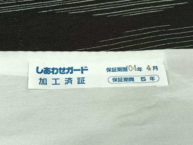 平和屋着物▽本塩沢　単衣　立涌文　黒地　正絹　逸品　AABL3989jh
