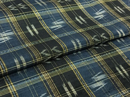平和屋着物▽本場琉球絣　紬　単衣　格子　正絹　逸品　AABL3990jh