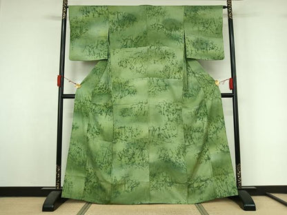 平和屋着物▽上質な小紋　単衣　霞文　暈し染め　正絹　逸品　AABL3995jh