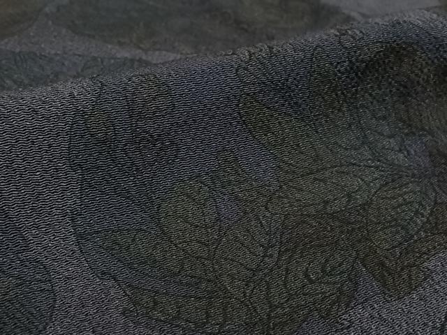 平和屋着物▽訪問着　単衣　草花文　鬼しぼ縮緬　正絹　逸品　AABL3998jh