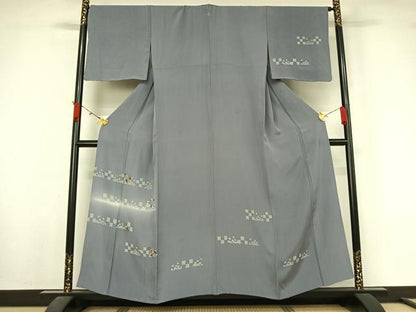 平和屋着物▽訪問着　単衣　草花文　暈し染め　金彩　正絹　逸品　AABL4002jh