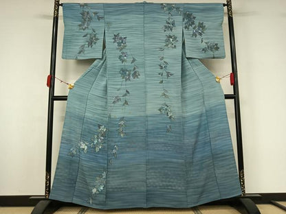 平和屋着物▽訪問着　単衣　草花文　暈し染め　正絹　逸品　AABL4004jh