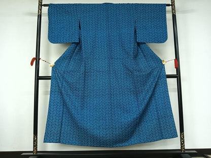 平和屋着物▽小紋　単衣　総刺繍　唐草文　AABL4005jh