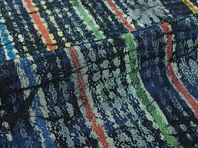 平和屋着物▽上質な小紋　単衣　縞　正絹　逸品　未使用　AABL4010jh