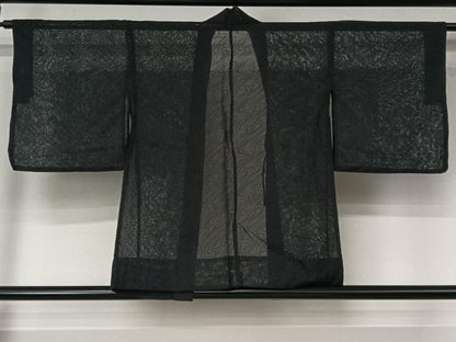 平和屋着物▽羽織　スリーシーズン　春夏秋　塵除け　流水文　黒地　銀通し地　AABL4014jh
