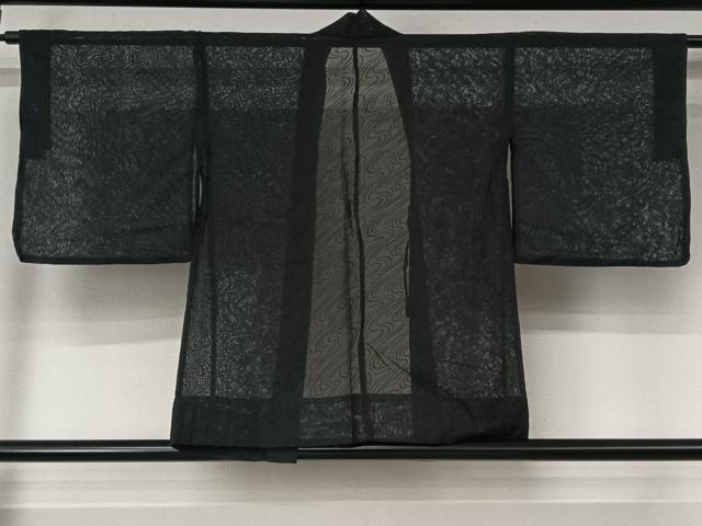 平和屋着物▽羽織　スリーシーズン　春夏秋　塵除け　流水文　黒地　銀通し地　AABL4014jh