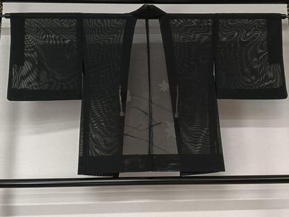 平和屋着物▽羽織　スリーシーズン　春夏秋　塵除け　舞葉文　黒地　洗える着物　AABL4015jh
