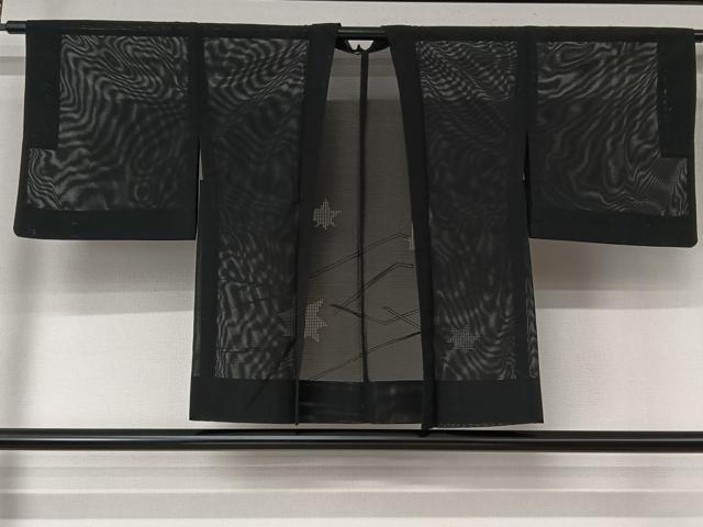 平和屋着物▽羽織　スリーシーズン　春夏秋　塵除け　舞葉文　黒地　洗える着物　AABL4015jh