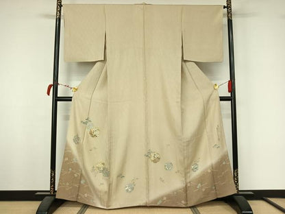 平和屋着物▽豪華色留袖　単衣　作家物　駒刺繍　雪輪花文　暈し染め　金銀彩　正絹　逸品　AABL4021jh