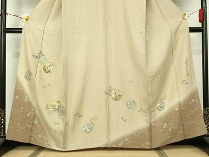 平和屋着物▽豪華色留袖　単衣　作家物　駒刺繍　雪輪花文　暈し染め　金銀彩　正絹　逸品　AABL4021jh
