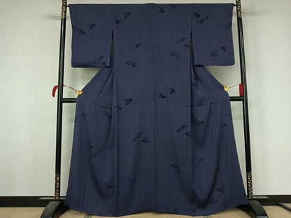 平和屋着物▽上質な色無地　単衣　輪奈ビロード　雲取り花地紋　褐色　正絹　逸品　未使用　AABL4023jh