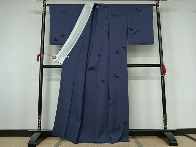 平和屋着物▽上質な色無地　単衣　輪奈ビロード　雲取り花地紋　褐色　正絹　逸品　未使用　AABL4023jh