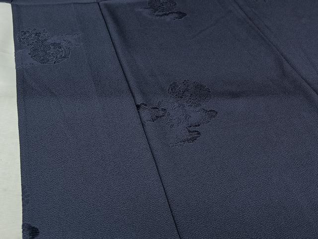平和屋着物▽上質な色無地　単衣　輪奈ビロード　雲取り花地紋　褐色　正絹　逸品　未使用　AABL4023jh