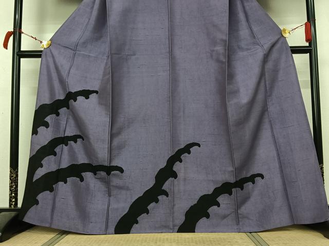 平和屋着物▽訪問着　単衣　紬地　絞り　立波文　正絹　逸品　AABL4025jh