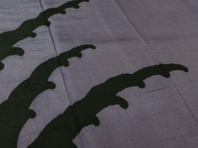 平和屋着物▽訪問着　単衣　紬地　絞り　立波文　正絹　逸品　AABL4025jh