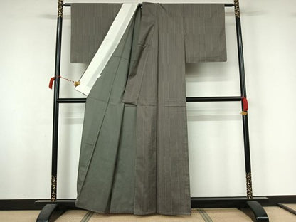 平和屋着物▽本場染大島紬　単衣　縞　ゑり善扱い　正絹　逸品　未使用　AABL4026jh
